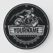 Personalisierter Motocross Rider Dirt Bike Racing Große Wanduhr (Vorderseite)