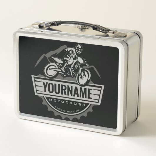 Personalisierter Motocross Rider Dirt Bike Racing Metall Brotdose (Rückseite)