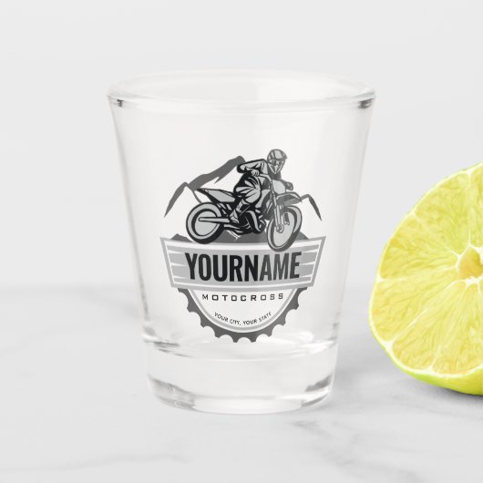 Personalisierter Motocross Rider Dirt Bike Racing Schnapsglas (Vorderseite)
