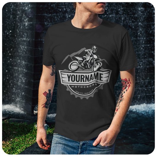 Personalisierter Motocross Rider Dirt Bike Racing T-Shirt