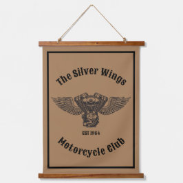 Personalisierter Motorradclub oder -shop Wandteppich Mit Holzrahmen