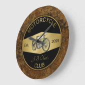 Personalisierter Motorradclub Schwarz & Gold Große Wanduhr (Winkel)