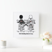 Personalisierter Motorradfahrer-Jubiläumsgeschenk Quadratische Wanduhr (Zuhause)