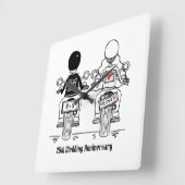 Personalisierter Motorradfahrer-Jubiläumsgeschenk Quadratische Wanduhr (Winkel)
