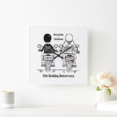 Personalisierter Motorradfahrer-Jubiläumsgeschenk Quadratische Wanduhr (Zuhause)