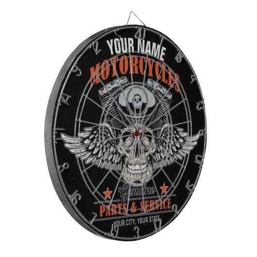 Personalisierter Motorradladen Dartscheibe (Vorderseite Links)