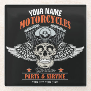 Personalisierter Motorradladen Glasuntersetzer