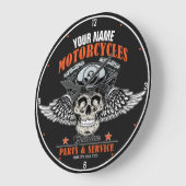 Personalisierter Motorradladen Große Wanduhr (Winkel)