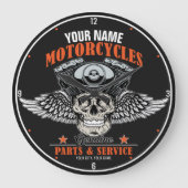 Personalisierter Motorradladen Große Wanduhr (Vorderseite)