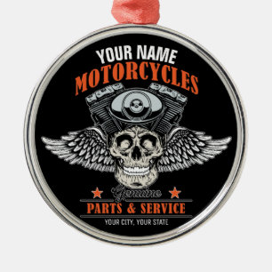 Personalisierter Motorradladen Ornament Aus Metall