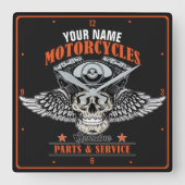 Personalisierter Motorradladen Quadratische Wanduhr (Vorderseite)