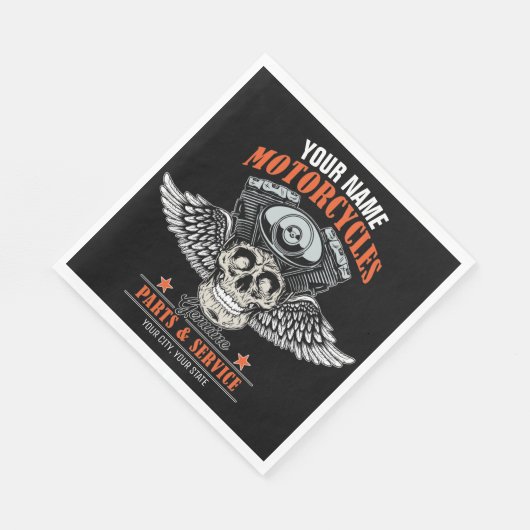 Personalisierter Motorradladen Serviette (Ecke)