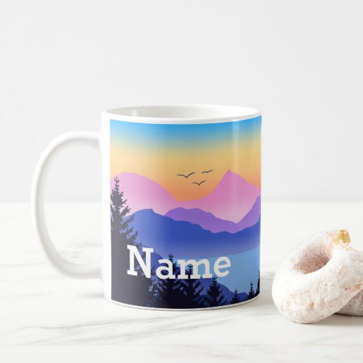 Personalisierter Mountain Lake Design Coffee Tasse (Mit Donut)