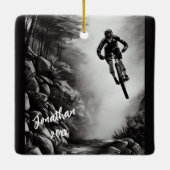 Personalisierter Mountainbike Stift Weihnachten Keramikornament (Rückseite)