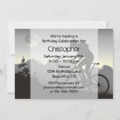 Personalisierter Mountainbiker und Mond zum Geburt Einladung (Rückseite)