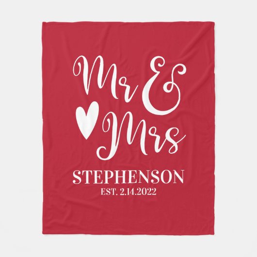 Personalisierter Mr. Mrs. Couples Wedding Fleecedecke (Vorderseite)