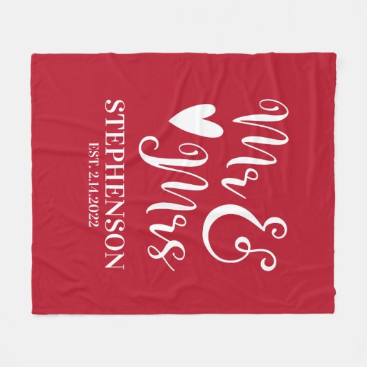 Personalisierter Mr. Mrs. Couples Wedding Fleecedecke (Vorderseite (Horizontal))