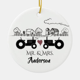 Personalisierter Mr. & Mrs. Tractor Farm 1. Weihna Keramik Ornament