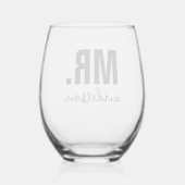Personalisierter MR Name Wedding Newlywed Weinglas Ohne Stiel (Rückseite)
