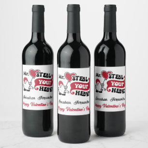 Personalisierter Mr. Steal Your Heart - Valentinst Weinetikett