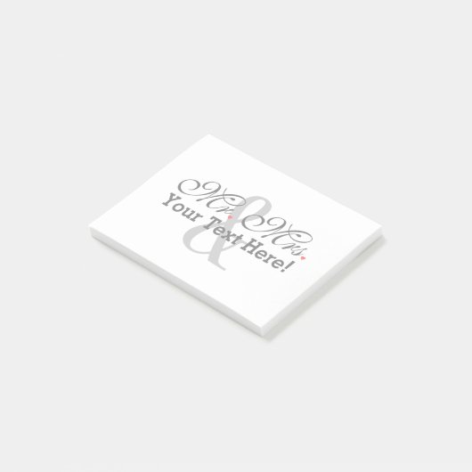 Personalisierter Mr. und Mrs. Plus Anpassbare Farb Post-it Klebezettel (angewinkelt)