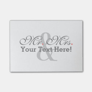 Personalisierter Mr. und Mrs. Plus Anpassbare Farb Post-it Klebezettel