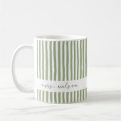 Personalisierter Mrs-Mug grün gestreifter Kaffeebe Kaffeetasse (Links)