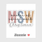 Personalisierter MSW Master of Social Work Retro Aufkleber (Blatt)