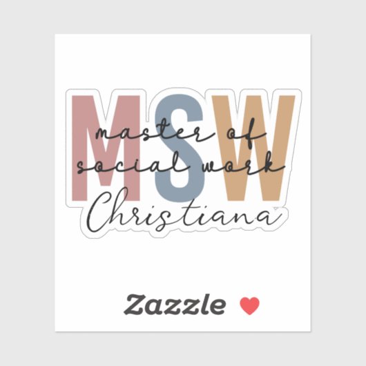 Personalisierter MSW Master of Social Work Retro Aufkleber (Blatt)