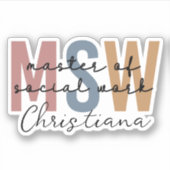 Personalisierter MSW Master of Social Work Retro Aufkleber (Vorderseite)