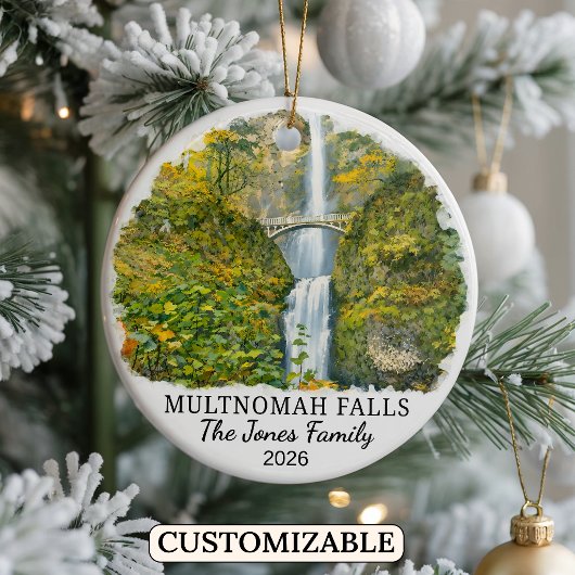 Personalisierter Multnomah Falls Weihnachtsschmuck
