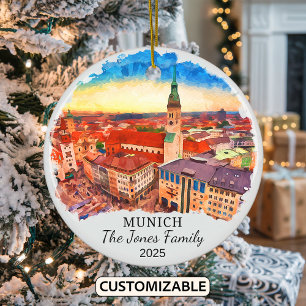 Personalisierter Münchner Weihnachtsschmuck, Deuts Keramik Ornament