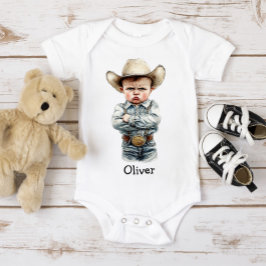 Personalisierter mürrischer Cowboy Baby Strampler