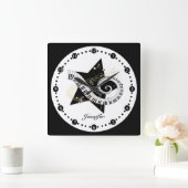 Personalisierter musikalischer Stern-goldene Quadratische Wanduhr (Zuhause)