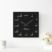 Personalisierter Musiknoten Quadratische Wanduhr (Zuhause)