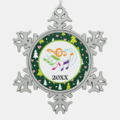 Personalisierter Musiknoten und Personal-Chor oder Schneeflocken Zinn-Ornament (Vorderseite)