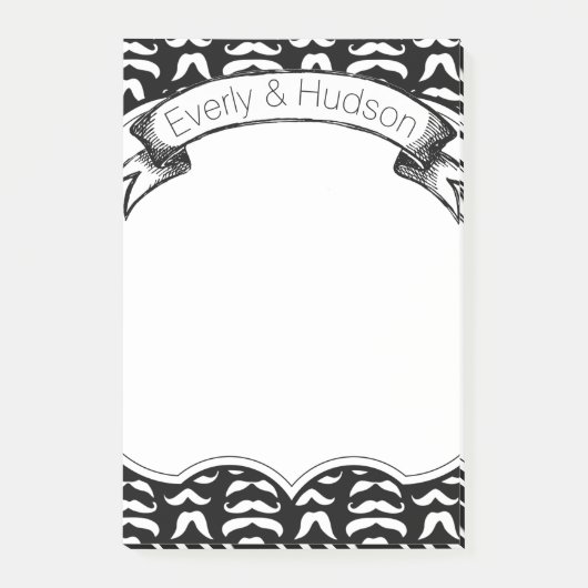 Personalisierter Mustache-Hipster Postit®-Hinweise Post-it Klebezettel (Vorderseite)