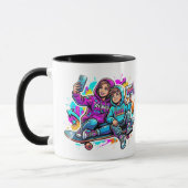 Personalisierter Mutter & Sohn Graffiti-Kunst Kaff Tasse (Links)
