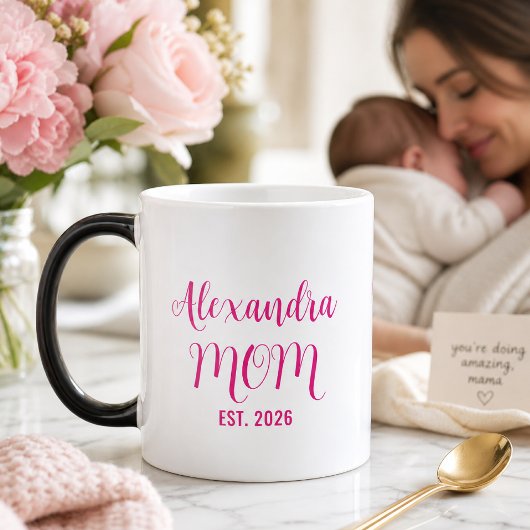 Personalisierter Muttername Established Pinkschrif Verwandlungstasse