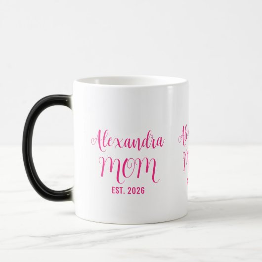 Personalisierter Muttername Established Pinkschrif Verwandlungstasse (Links)