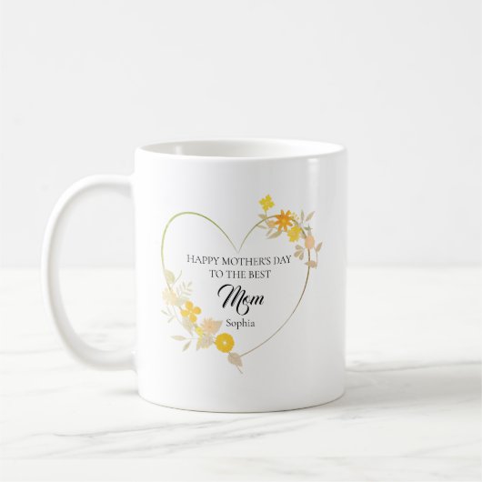 Personalisierter Muttername Muttertag Florales Her Kaffeetasse (Links)