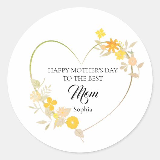 Personalisierter Muttername Muttertag Florales Her Runder Aufkleber (Vorderseite)