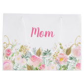 Personalisierter Muttertag der rosa Flora Große Geschenktüte (Rückseite)