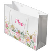 Personalisierter Muttertag der rosa Flora Große Geschenktüte (Vorderseite Schrägansicht)