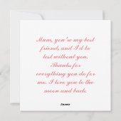 Personalisierter Muttertag Feiertagskarte (Rückseite)