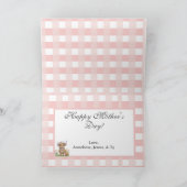Personalisierter Muttertag Kuh Rosa Gingham Karte (Innenseite)