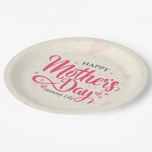 Personalisierter Muttertag| Papierplatte Pappteller (Schrägansicht)