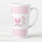 Personalisierter Muttertag, rosa, florales Herz Milchtasse (Rechts)