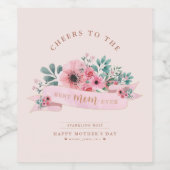 Personalisierter Muttertag Rosa Wasserfarbe Weinetikett (Einzelnes Label)