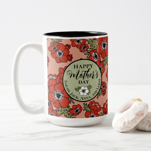 Personalisierter Muttertag Zweifarbige Tasse (Mit Donut)